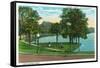 Orlando, Florida - Lake Lucerne Circle Scene-Lantern Press-Framed Stretched Canvas