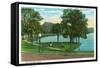 Orlando, Florida - Lake Lucerne Circle Scene-Lantern Press-Framed Stretched Canvas