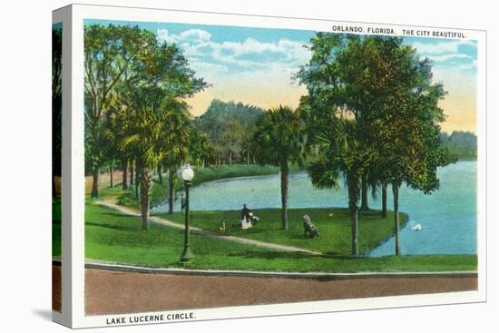 Orlando, Florida - Lake Lucerne Circle Scene-Lantern Press-Stretched Canvas