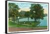 Orlando, Florida - Lake Lucerne Circle Scene-Lantern Press-Framed Stretched Canvas