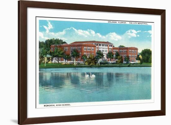 Orlando, Florida - Memorial High School Exterior-Lantern Press-Framed Premium Giclee Print