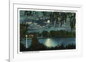 Orlando, Florida - Moonlit Lake Cherokee Scene-Lantern Press-Framed Art Print