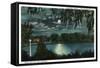 Orlando, Florida - Moonlit Lake Cherokee Scene-Lantern Press-Framed Stretched Canvas