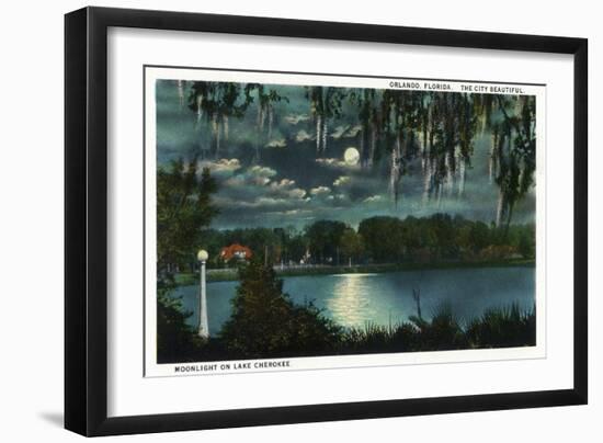 Orlando, Florida - Moonlit Lake Cherokee Scene-Lantern Press-Framed Art Print