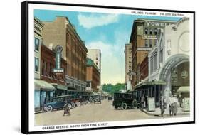 Orlando, Florida - Orange Avenue North from Pine Street-Lantern Press-Framed Stretched Canvas