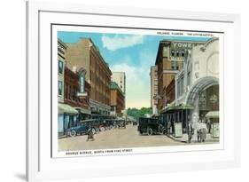 Orlando, Florida - Orange Avenue North from Pine Street-Lantern Press-Framed Premium Giclee Print