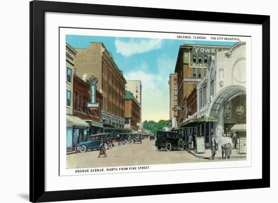 Orlando, Florida - Orange Avenue North from Pine Street-Lantern Press-Framed Premium Giclee Print