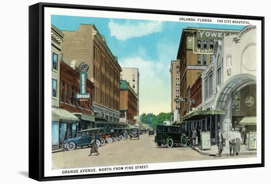 Orlando, Florida - Orange Avenue North from Pine Street-Lantern Press-Framed Stretched Canvas