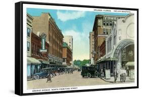 Orlando, Florida - Orange Avenue North from Pine Street-Lantern Press-Framed Stretched Canvas