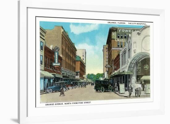 Orlando, Florida - Orange Avenue North from Pine Street-Lantern Press-Framed Art Print