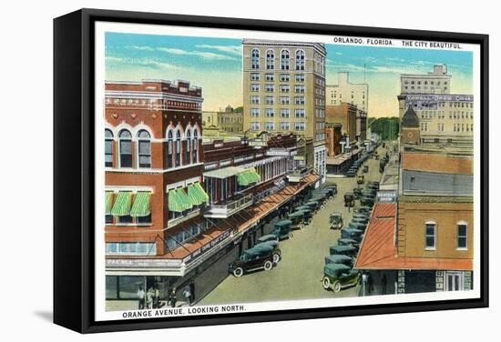 Orlando, Florida - Orange Avenue North Scene-Lantern Press-Framed Stretched Canvas