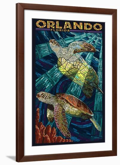 Orlando, Florida - Sea Turtle - Mosaic-Lantern Press-Framed Art Print