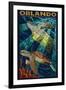 Orlando, Florida - Sea Turtle - Mosaic-Lantern Press-Framed Art Print