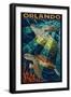 Orlando, Florida - Sea Turtle - Mosaic-Lantern Press-Framed Art Print