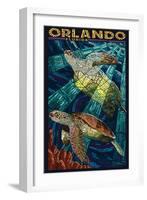 Orlando, Florida - Sea Turtle - Mosaic-Lantern Press-Framed Art Print