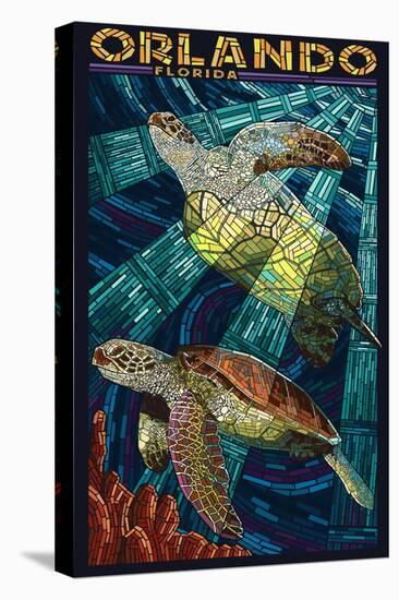 Orlando, Florida - Sea Turtle - Mosaic-Lantern Press-Stretched Canvas