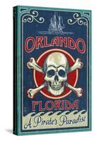 Orlando, Florida - Skull and Crossbones - Vintage Sign-Lantern Press-Stretched Canvas