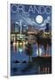 Orlando, Florida - Skyline at Night-Lantern Press-Framed Art Print