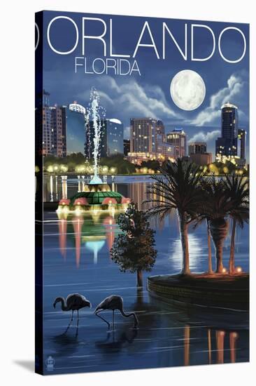 Orlando, Florida - Skyline at Night-Lantern Press-Stretched Canvas