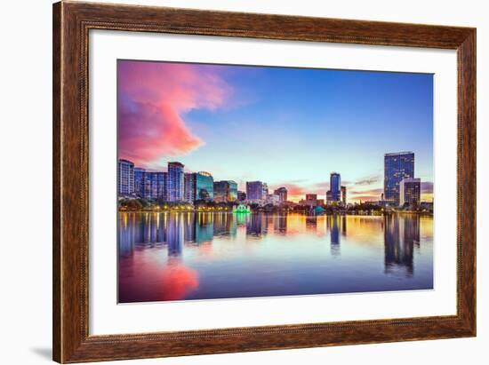 Orlando, Florida, USA Downtown City Skyline on Eola Lake.-SeanPavonePhoto-Framed Photographic Print