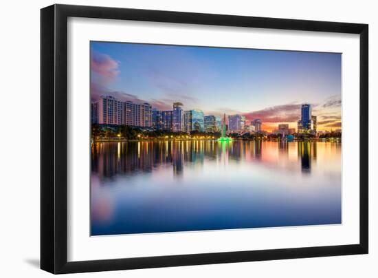 Orlando, Florida, USA Downtown City Skyline on Eola Lake.-SeanPavonePhoto-Framed Photographic Print