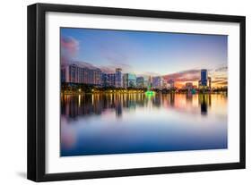 Orlando, Florida, USA Downtown City Skyline on Eola Lake.-SeanPavonePhoto-Framed Photographic Print