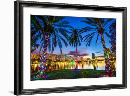 Orlando, Florida, USA Downtown Cityscape from Eola Lake.-SeanPavonePhoto-Framed Photographic Print
