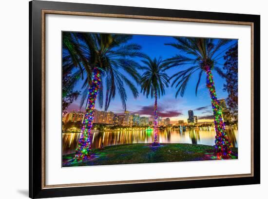 Orlando, Florida, USA Downtown Cityscape from Eola Lake.-SeanPavonePhoto-Framed Photographic Print