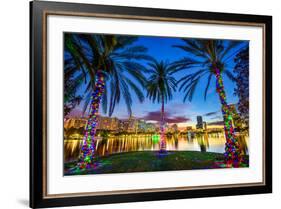 Orlando, Florida, USA Downtown Cityscape from Eola Lake.-SeanPavonePhoto-Framed Photographic Print