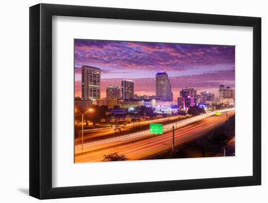 Orlando, Florida, USA Downtown Cityscape over the Highway.-SeanPavonePhoto-Framed Photographic Print