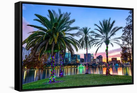 Orlando, Florida, USA Downtown Skyline at Eola Lake.-SeanPavonePhoto-Framed Stretched Canvas