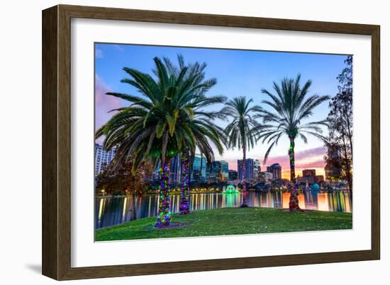 Orlando, Florida, USA Downtown Skyline at Eola Lake.-SeanPavonePhoto-Framed Photographic Print