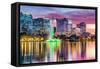 Orlando, Florida, USA Skyline at Dusk on Eola Lake.-SeanPavonePhoto-Framed Stretched Canvas