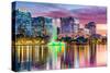 Orlando, Florida, USA Skyline at Dusk on Eola Lake.-SeanPavonePhoto-Stretched Canvas