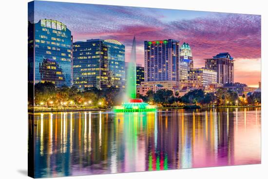 Orlando, Florida, USA Skyline at Dusk on Eola Lake.-SeanPavonePhoto-Stretched Canvas