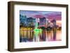 Orlando, Florida, USA Skyline at Dusk on Eola Lake.-SeanPavonePhoto-Framed Photographic Print