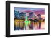 Orlando, Florida, USA Skyline at Dusk on Eola Lake.-SeanPavonePhoto-Framed Photographic Print