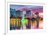 Orlando, Florida, USA Skyline at Dusk on Eola Lake.-SeanPavonePhoto-Framed Photographic Print