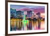 Orlando, Florida, USA Skyline at Dusk on Eola Lake.-SeanPavonePhoto-Framed Photographic Print