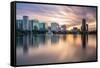 Orlando, Florida, USA Skyline at Eola Lake.-SeanPavonePhoto-Framed Stretched Canvas