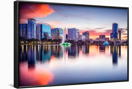 Orlando, Florida, USA Skyline at Eola Lake.-SeanPavonePhoto-Framed Photographic Print