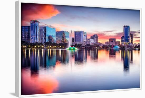 Orlando, Florida, USA Skyline at Eola Lake.-SeanPavonePhoto-Framed Photographic Print