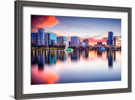 Orlando, Florida, USA Skyline at Eola Lake.-SeanPavonePhoto-Framed Photographic Print