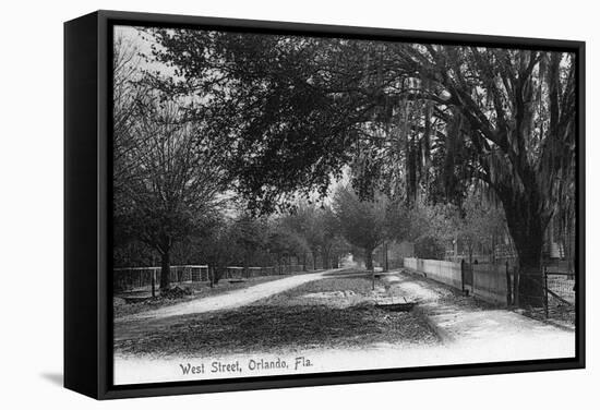 Orlando, Florida - View Down West Street-Lantern Press-Framed Stretched Canvas