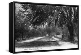 Orlando, Florida - View Down West Street-Lantern Press-Framed Stretched Canvas