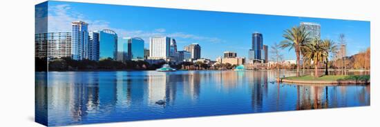 Orlando Lake Eola in the Morning with Urban Skyscrapers and Clear Blue Sky.-Songquan Deng-Stretched Canvas