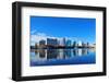 Orlando Lake Eola in the Morning with Urban Skyscrapers and Clear Blue Sky.-Songquan Deng-Framed Photographic Print