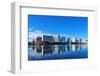 Orlando Lake Eola in the Morning with Urban Skyscrapers and Clear Blue Sky.-Songquan Deng-Framed Photographic Print