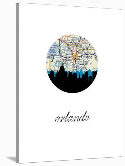 Orlando Map Skyline-Paperfinch 0-Stretched Canvas