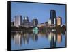 Orlando Skyline Across Lake Eola, Florida, USA-Walter Bibikow-Framed Stretched Canvas